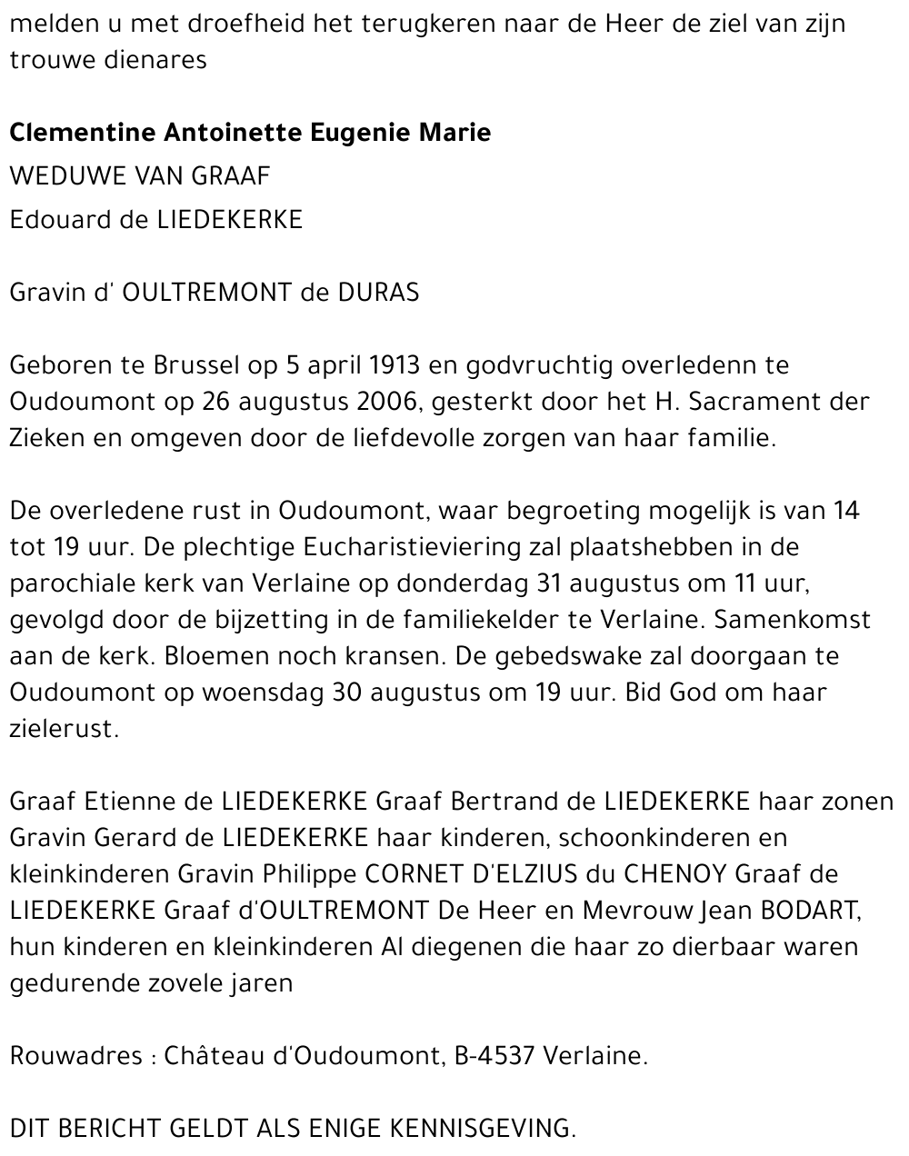 Clementine d'Oultremont de Duras