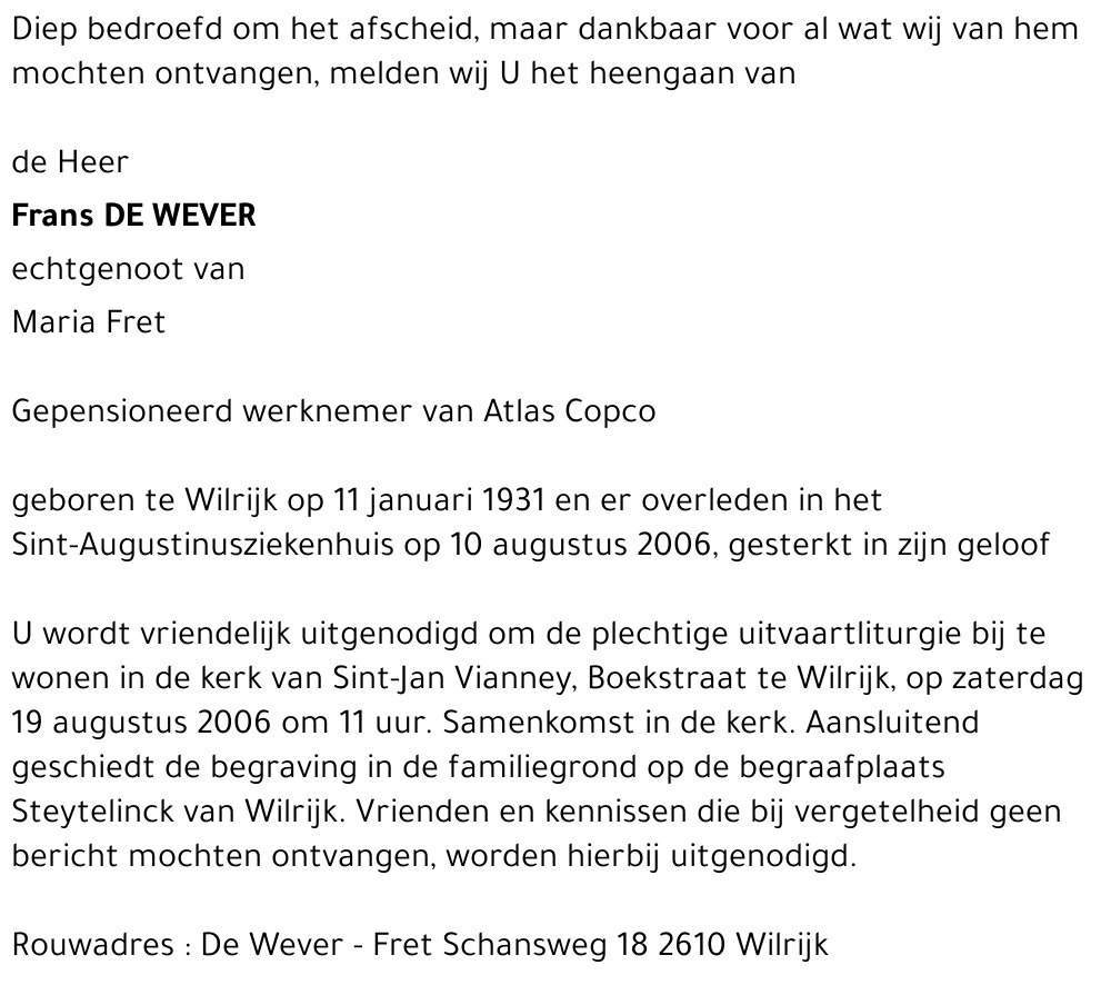 Frans DE WEVER