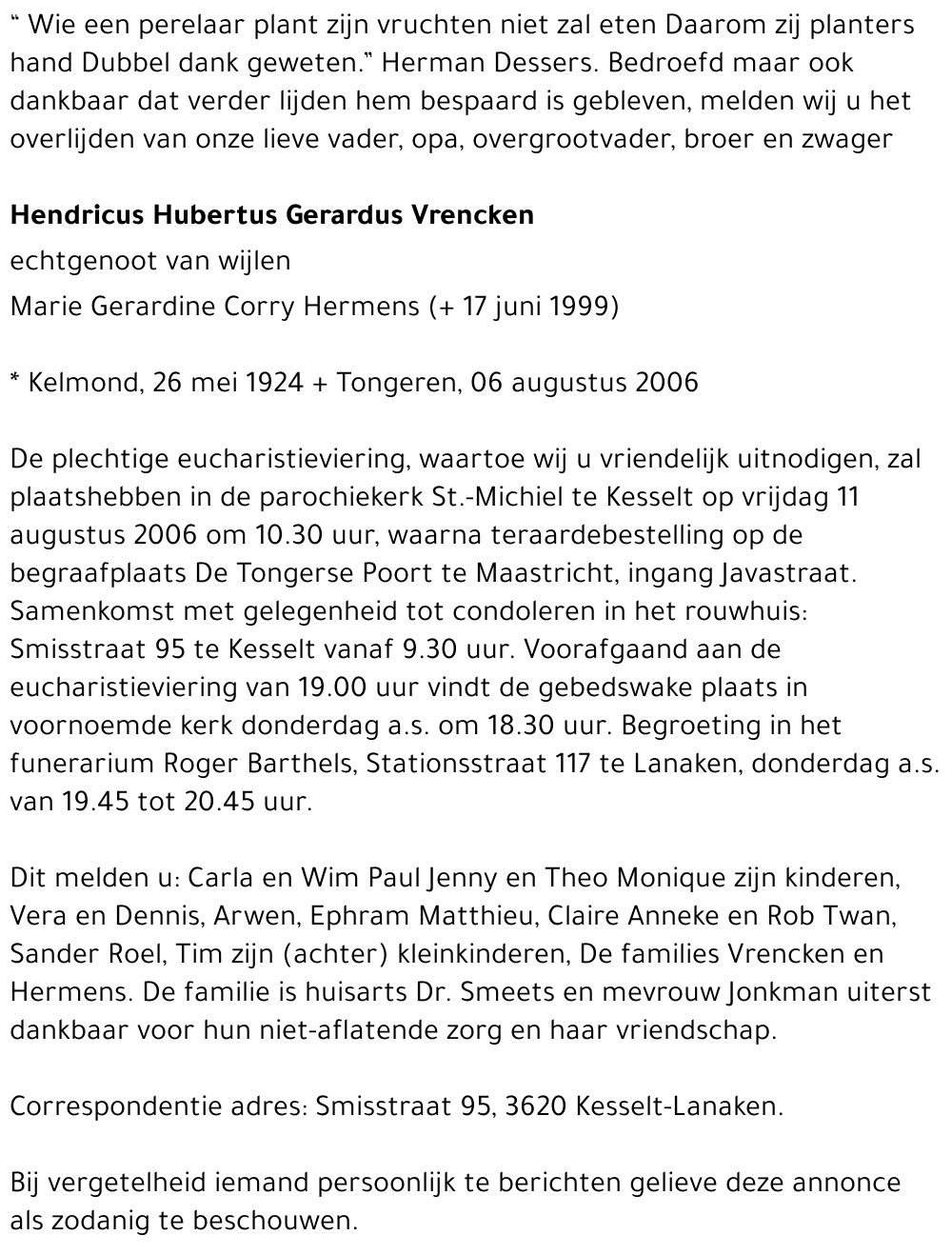 Hendricus Hubertus Gerardus Vrencken