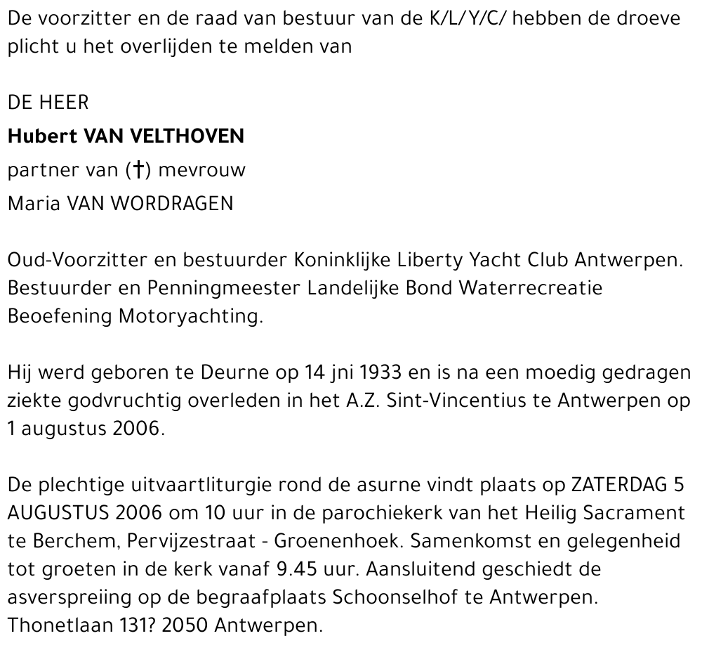 Hubert VAN VELTHOVEN