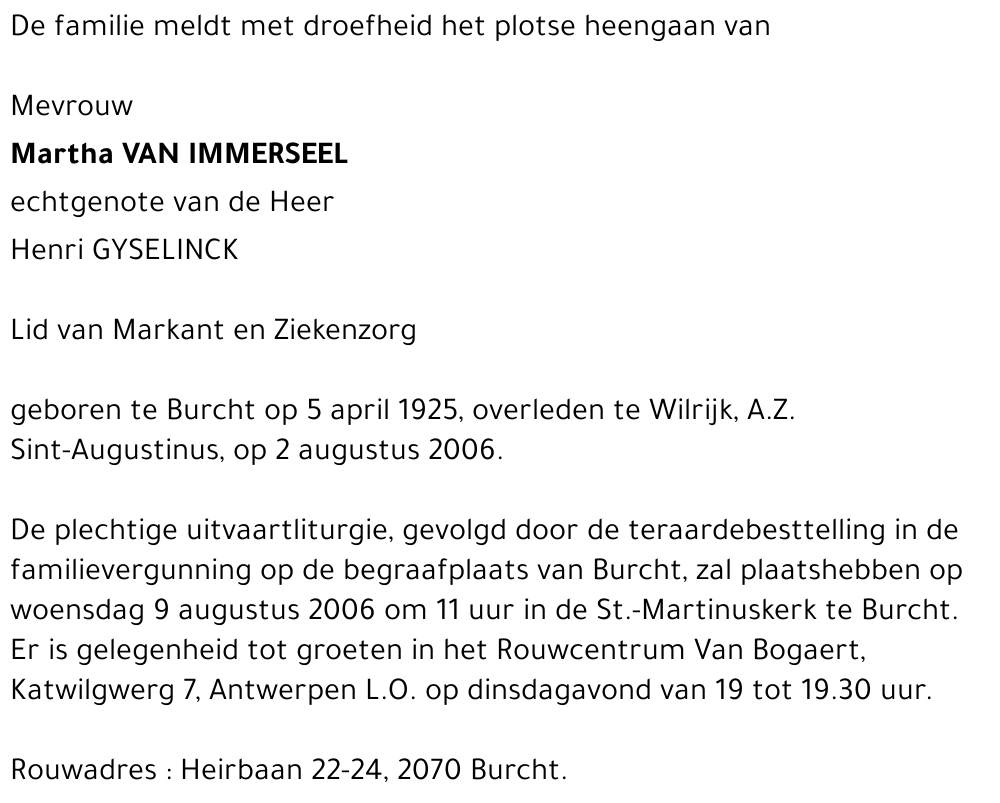 Martha Van Immerseel