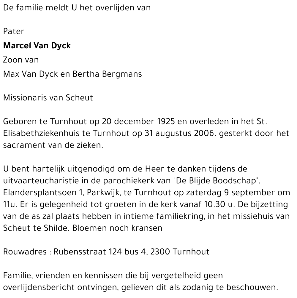 Pater Marcel Van Dyck