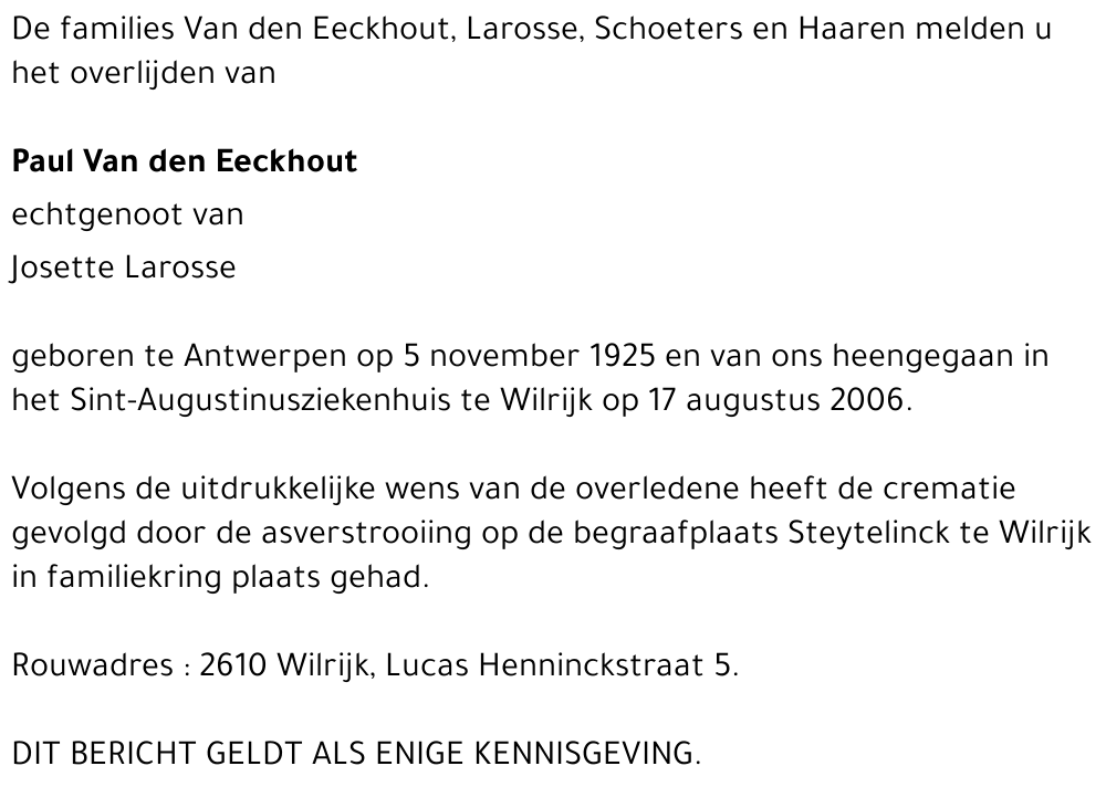 Paul Van den Eeckhout