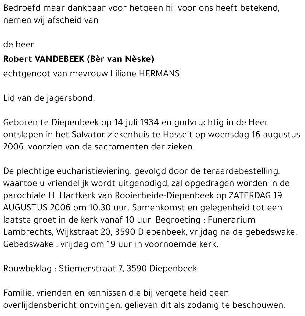 Robert VANDEBEEK