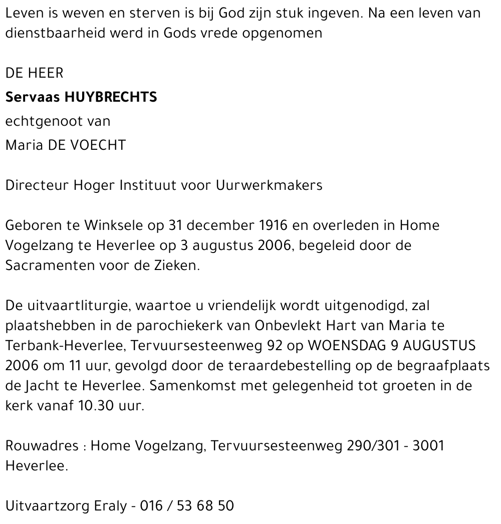 Servaas HUYBRECHTS