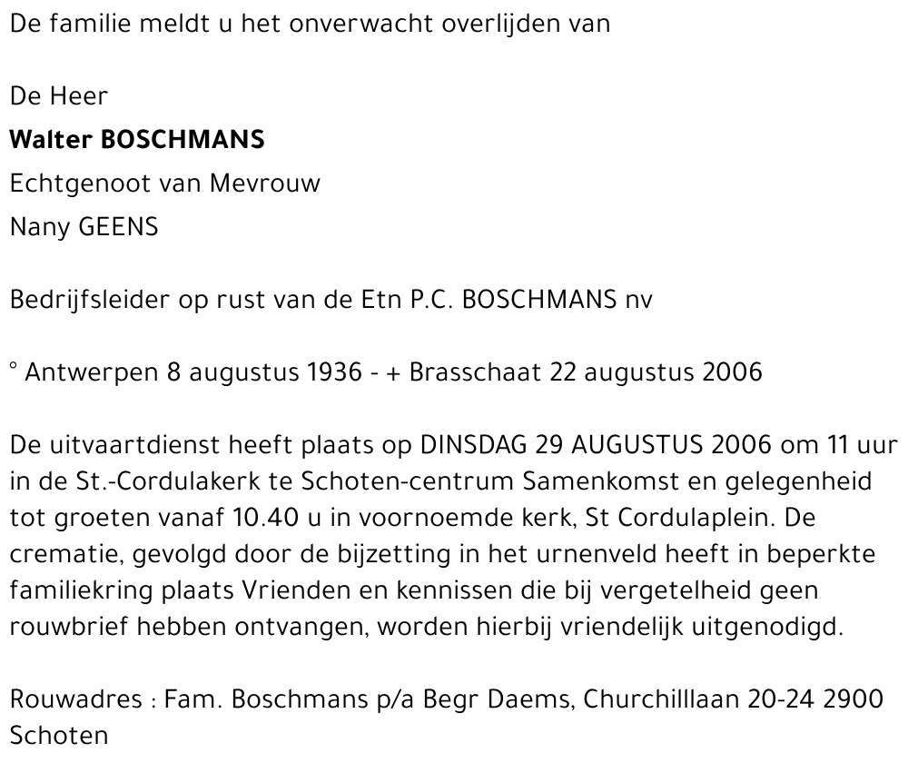 Walter BOSCHMANS