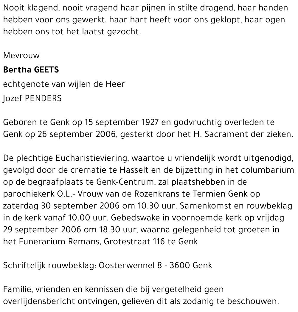 Bertha GEETS