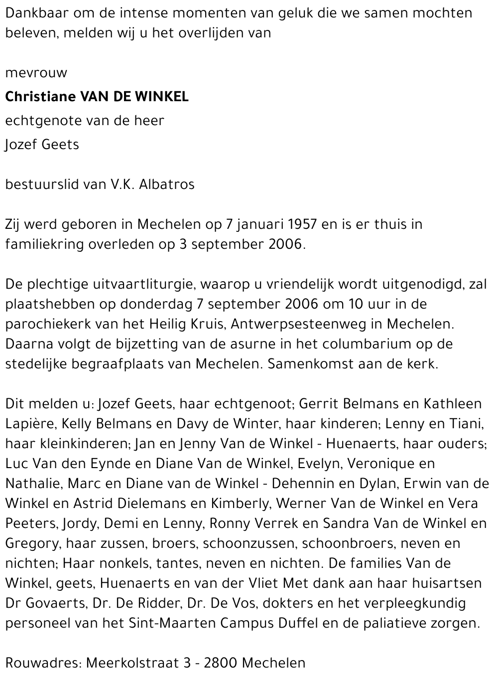 Christiane Van de Winkel