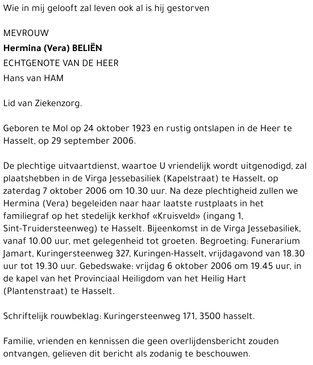 Hermina (Vera) Beliën