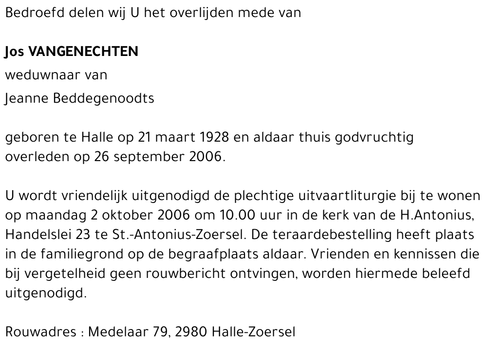 Jos VANGENECHTEN