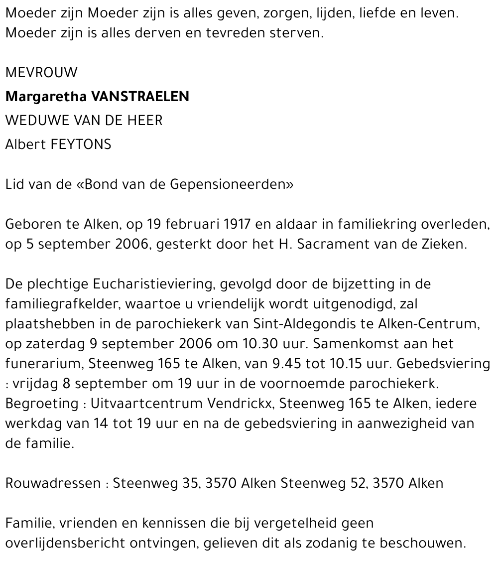 Margaretha Vanstraelen