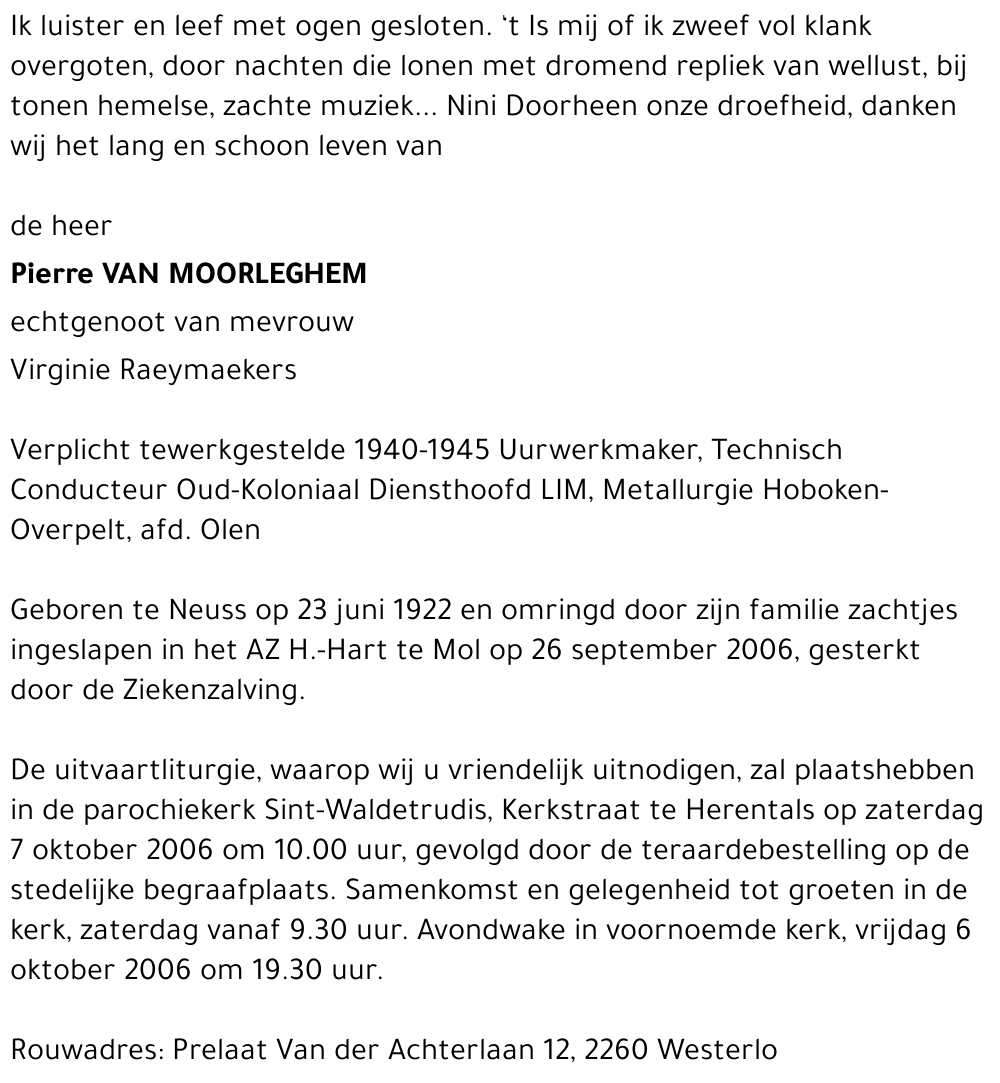 Pierre VAN MOORLEGHEM