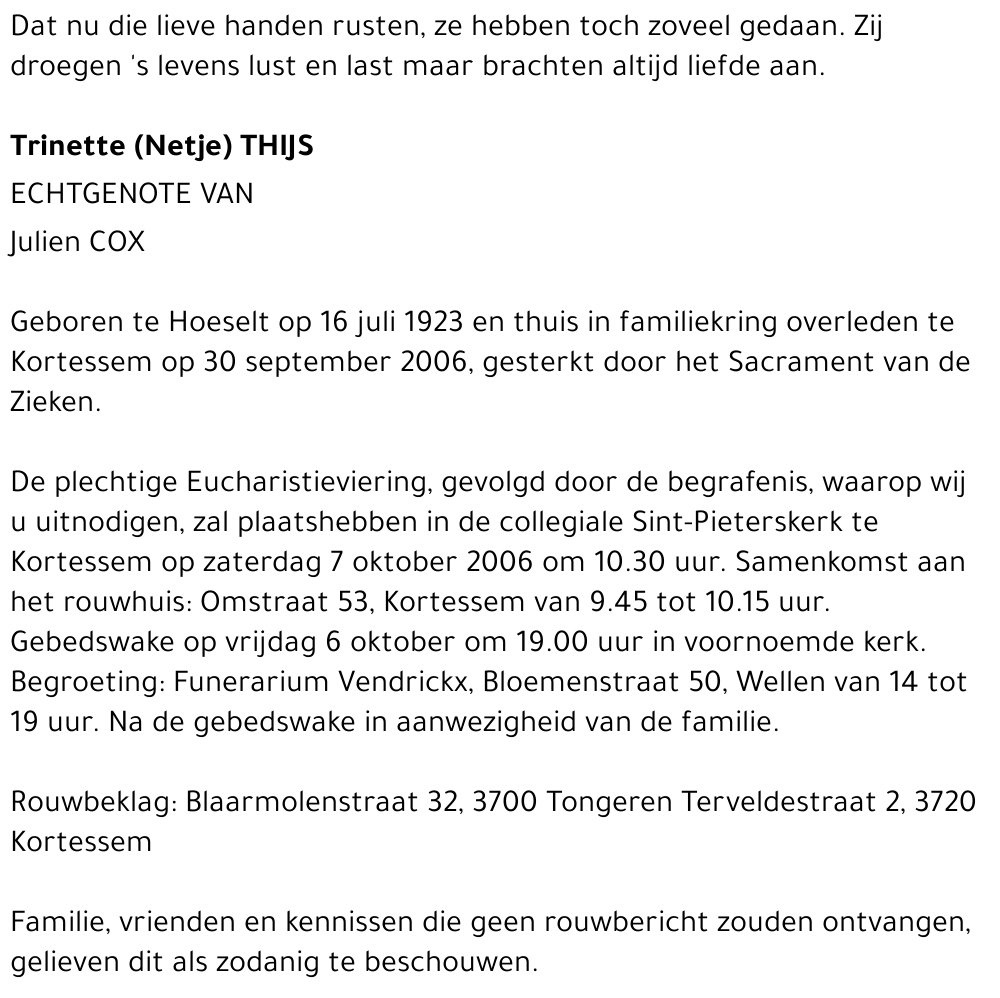 Trinette (Netje) THIJS