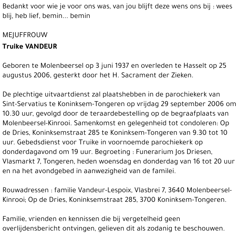 Truike Vandeur