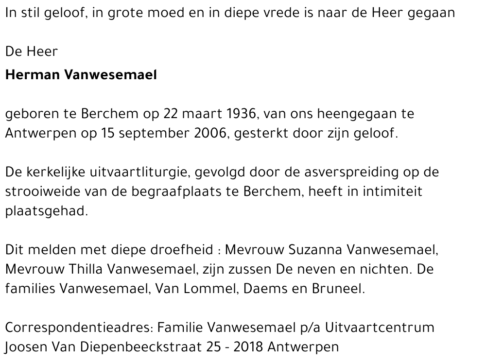 Vanwesemael Herman