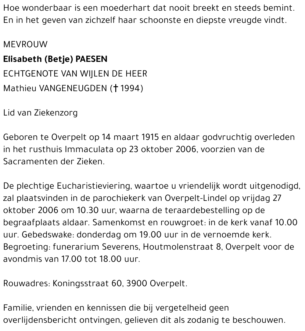 Elisabeth (Betje) Paesen