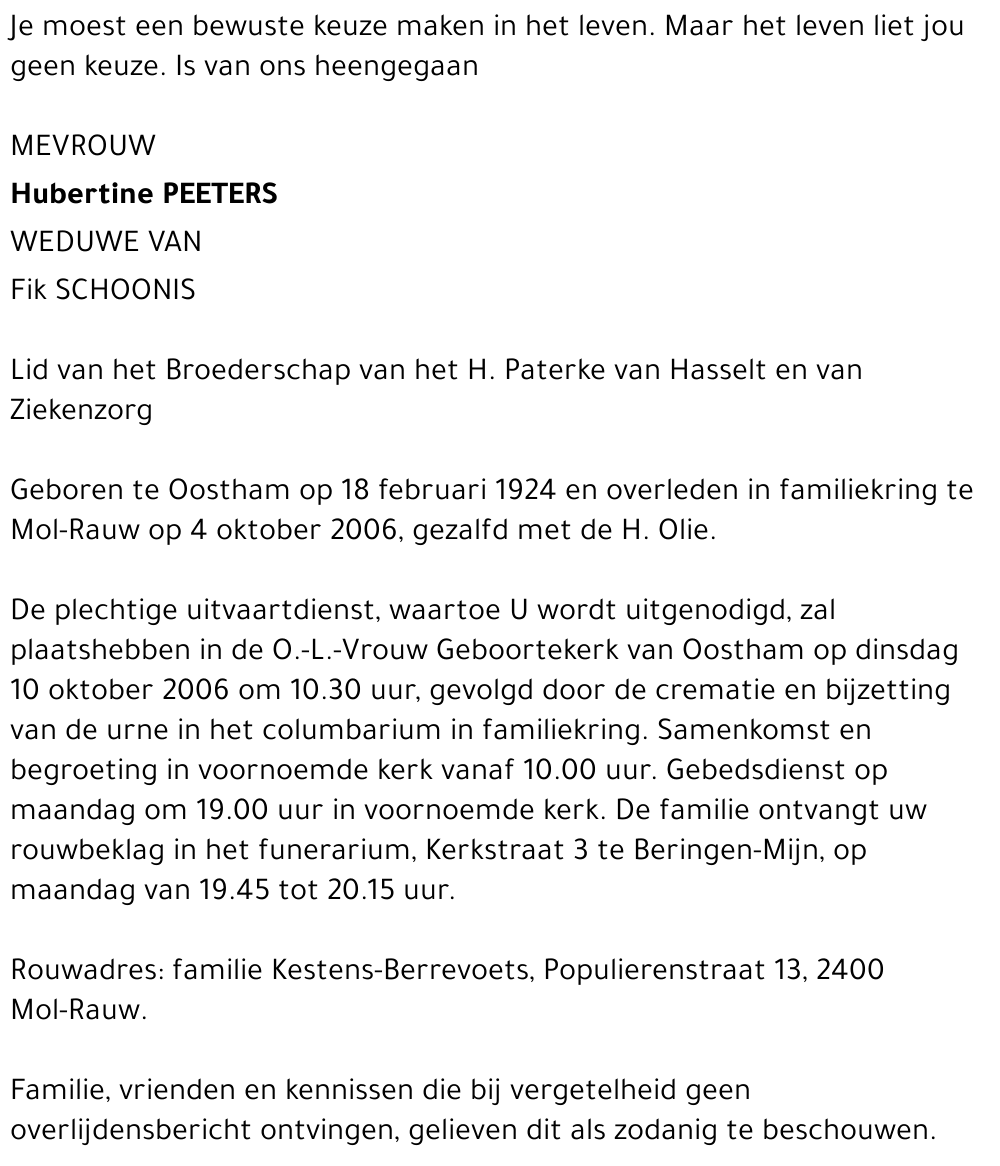 Hubertine Peeters