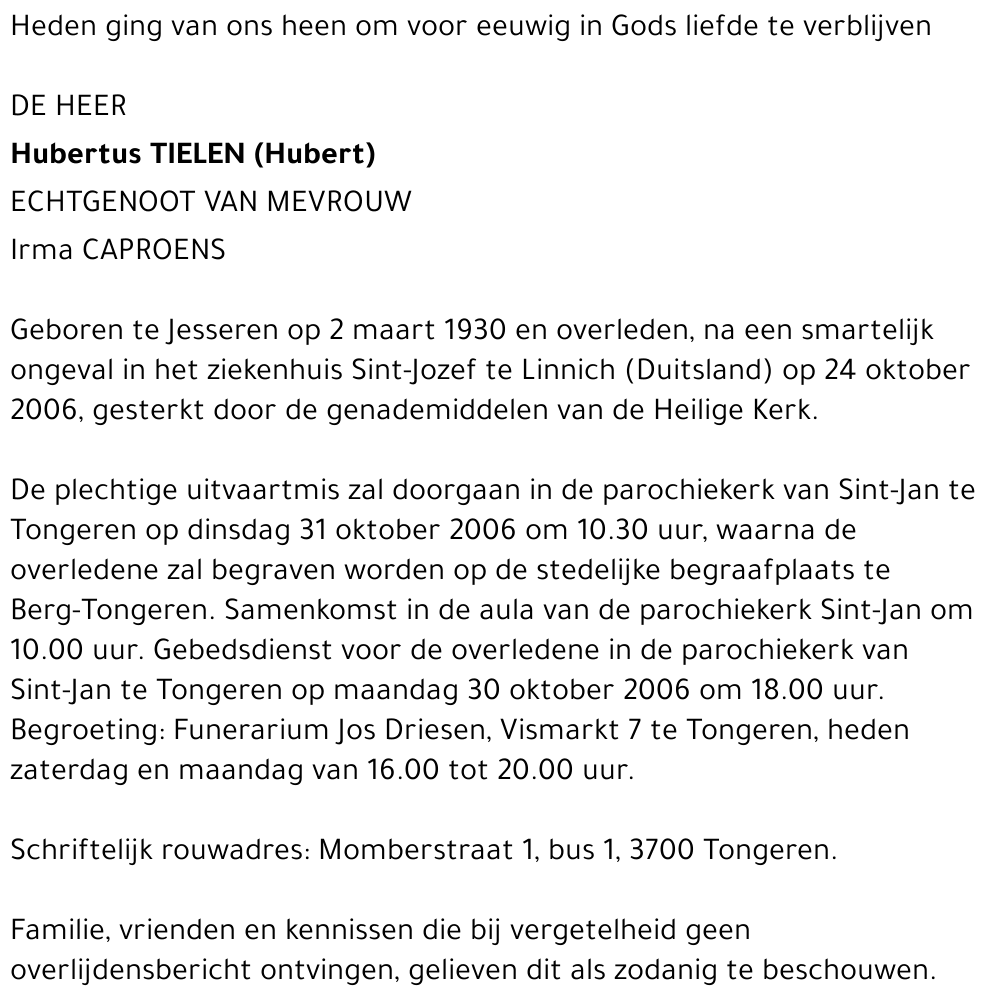 Hubertus (Hubert) Tielen