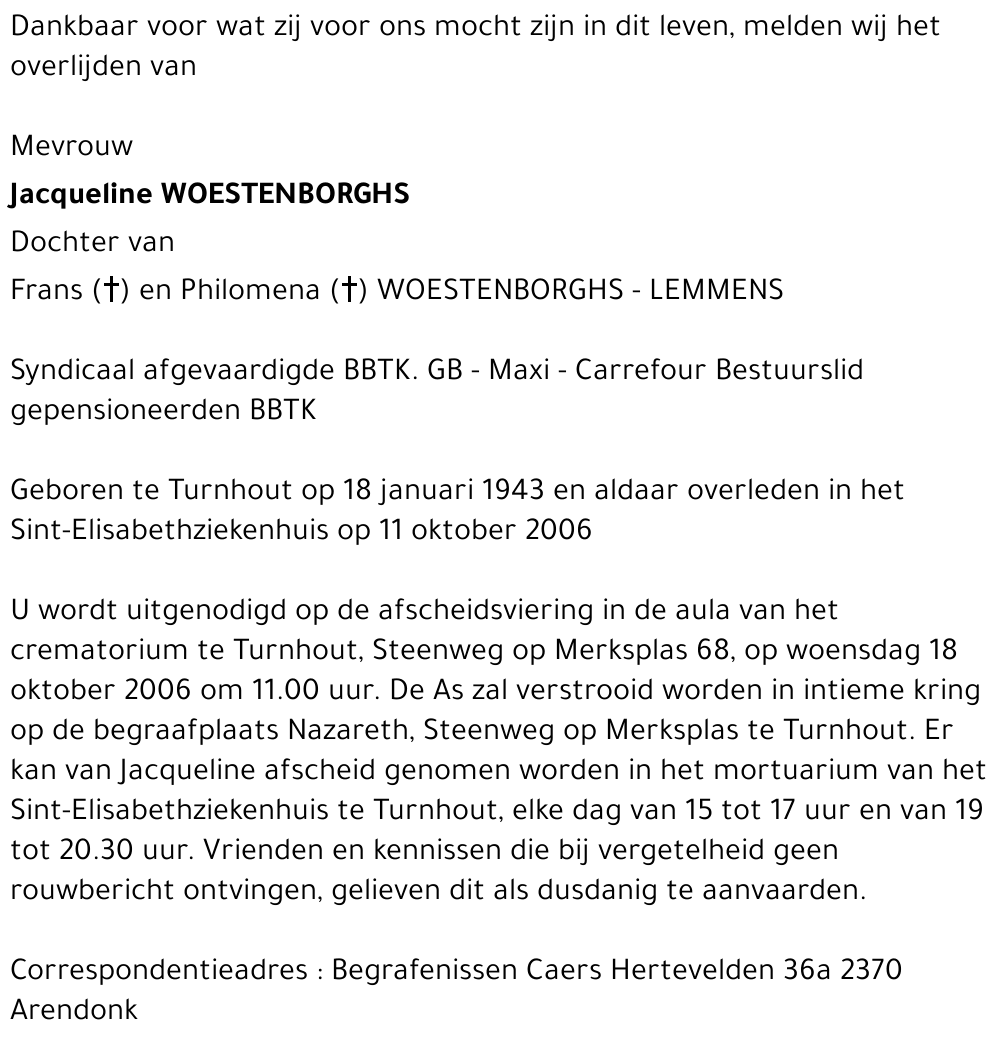 Jacqueline WOESTENBORGHS