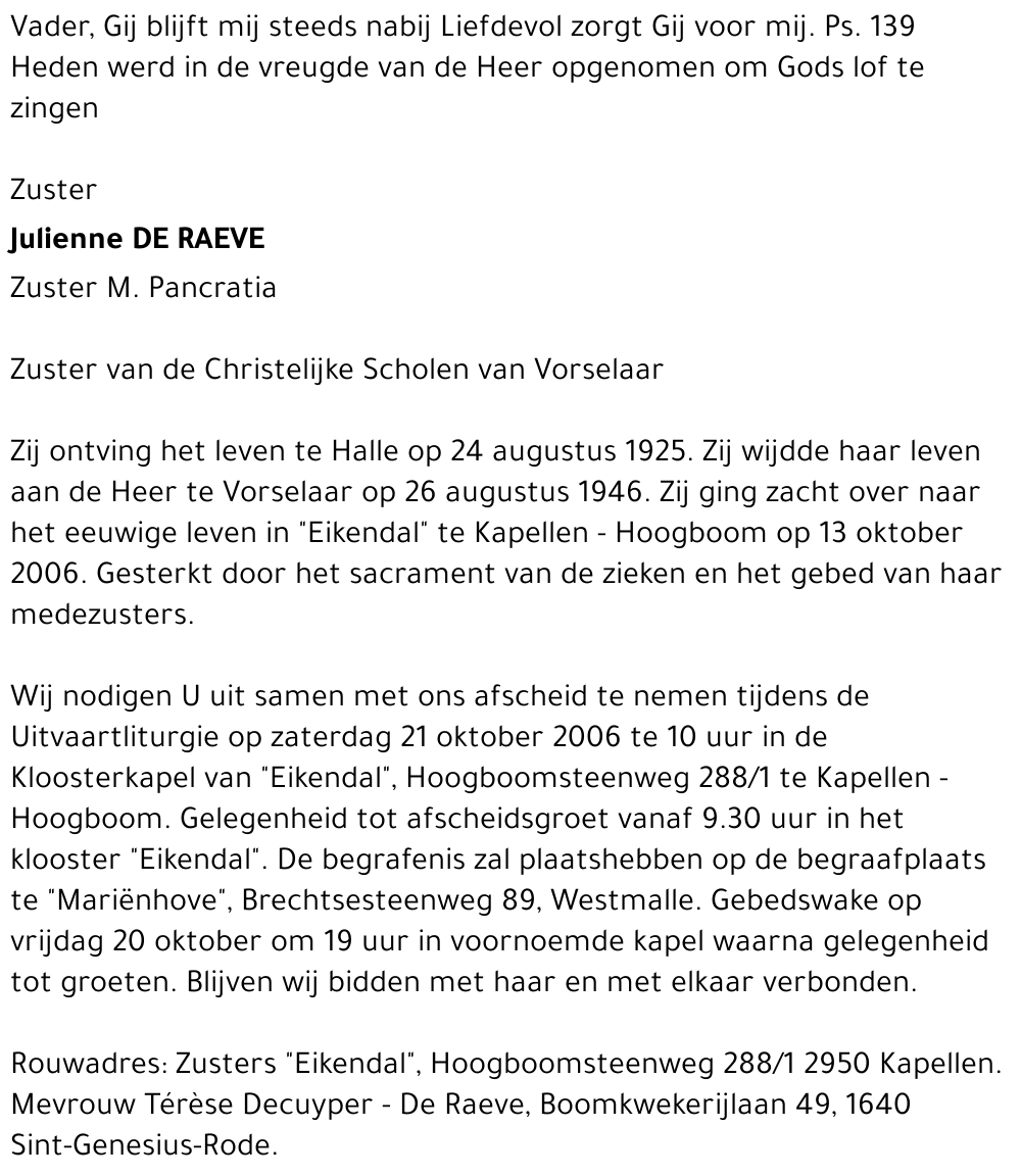 Julienne DE RAEVE