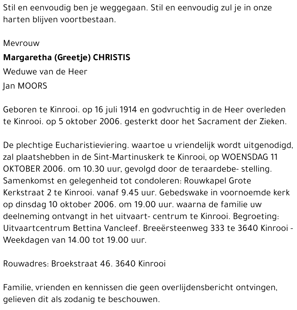 Margaretha (Greetje) Christis