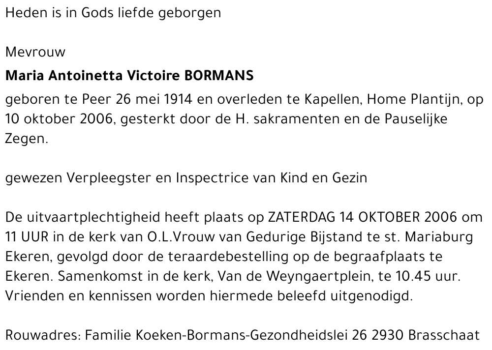 Maria Antoinetta Victoire Bormans