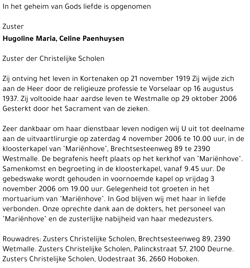 Maria, Celine PAENHUYSEN