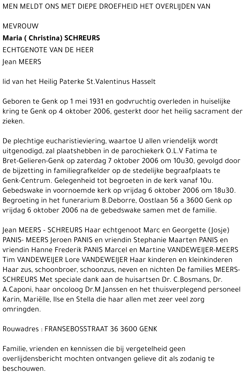 Maria (Christina) Schreurs