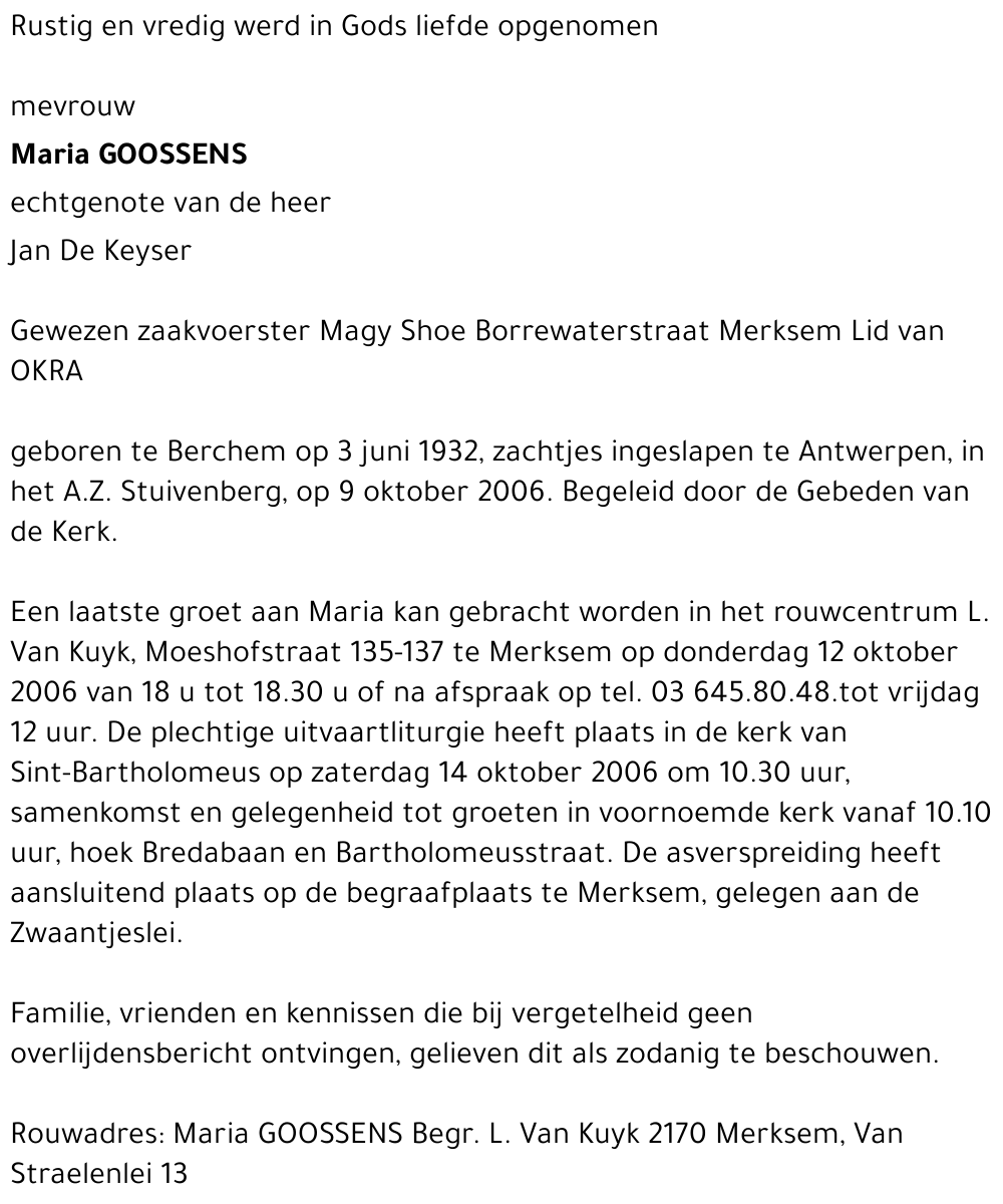 Maria GOOSSENS