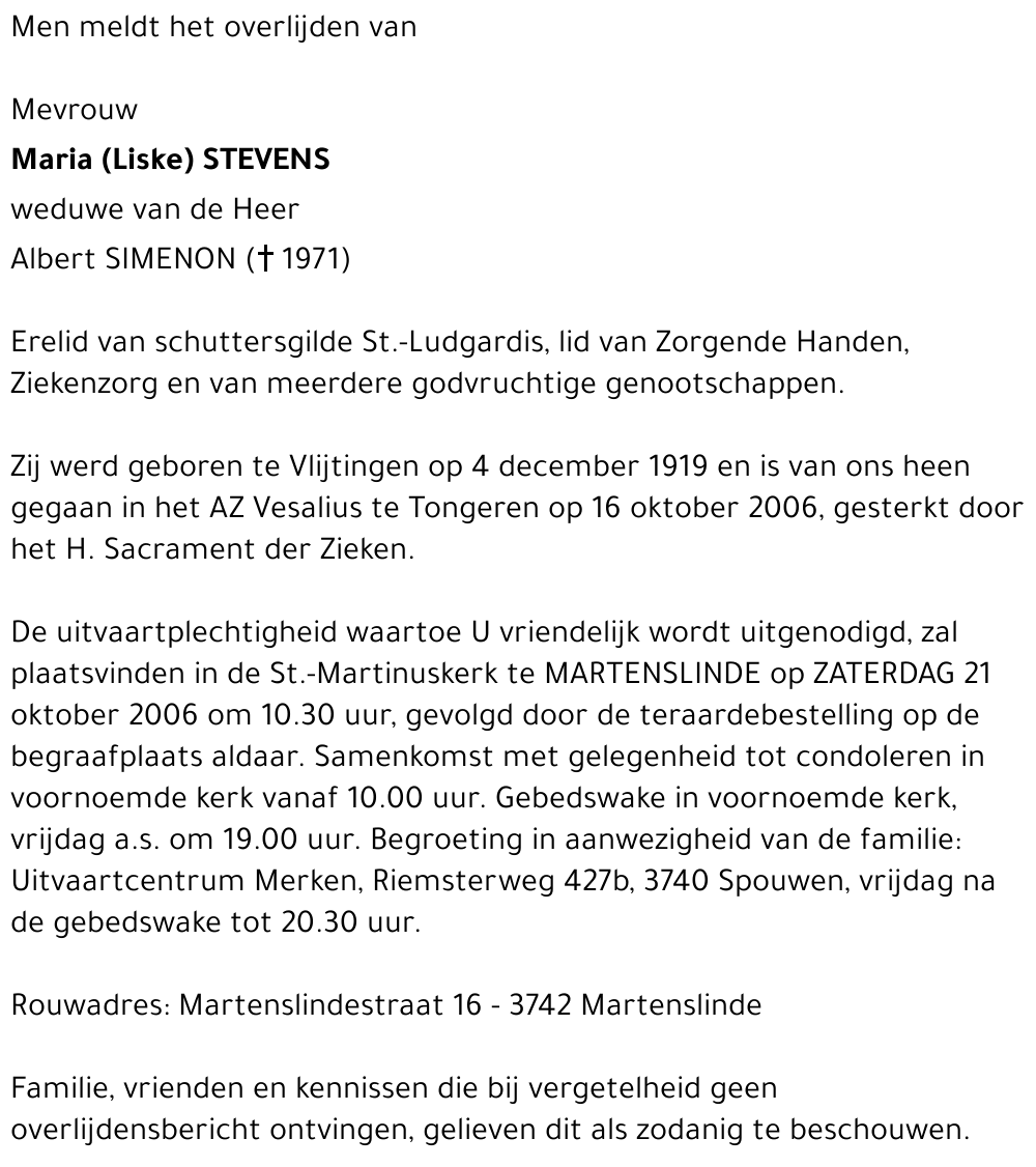 Maria (Liske) Stevens