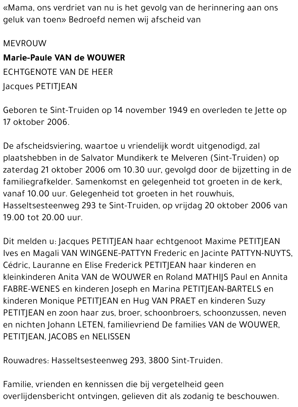 Marie-Paule Van de Wouwer