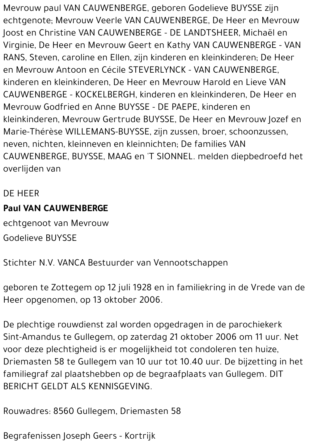 Paul Van Cauwenberge