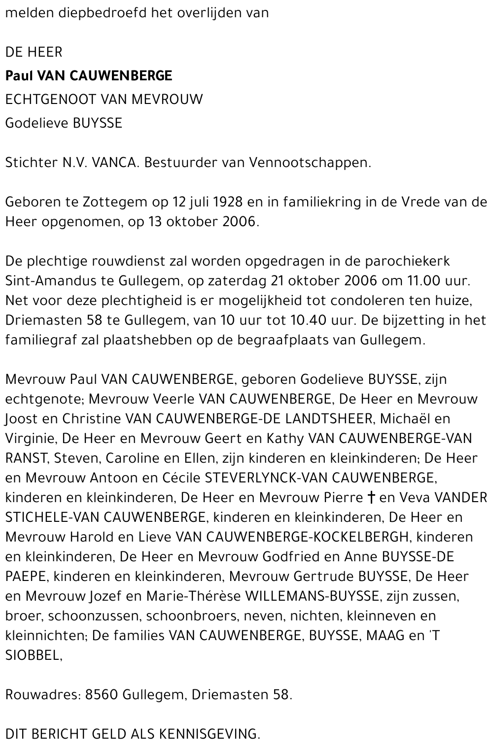 Paul Van Cauwenberge