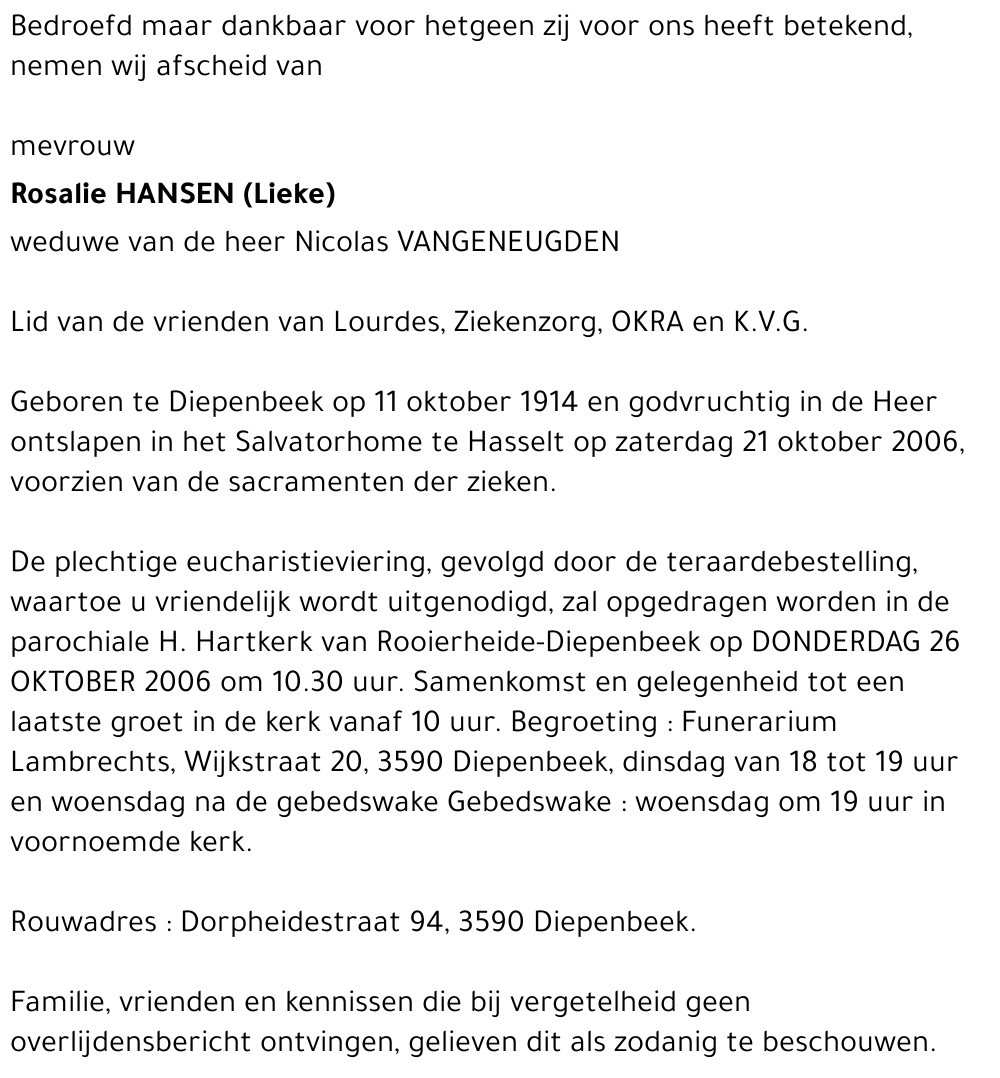 Rosalie (Lieke) HANSEN