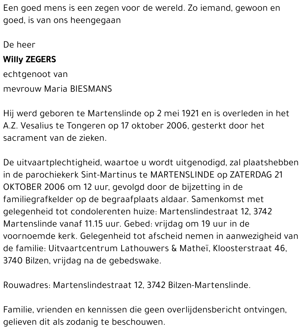 Willy ZEGERS