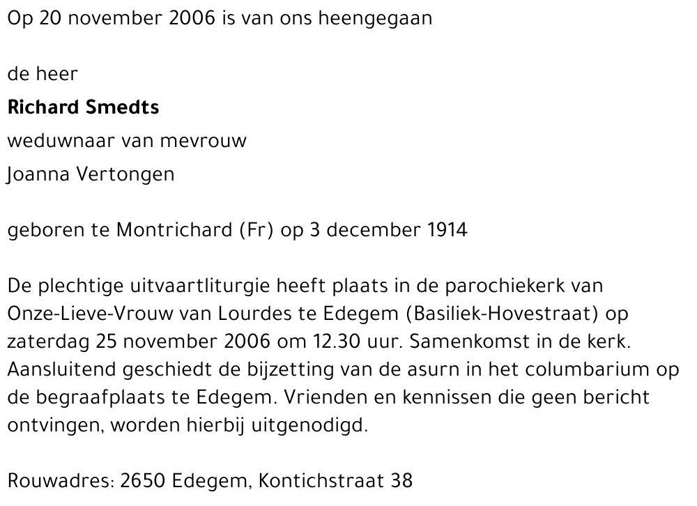 Albert Maria Richard SMEDTS