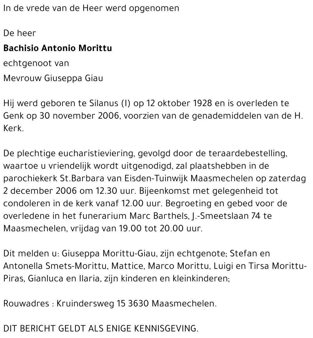 Bachisio Antonio Morittu