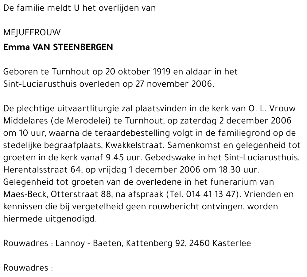 Emma VAN STEENBERGEN