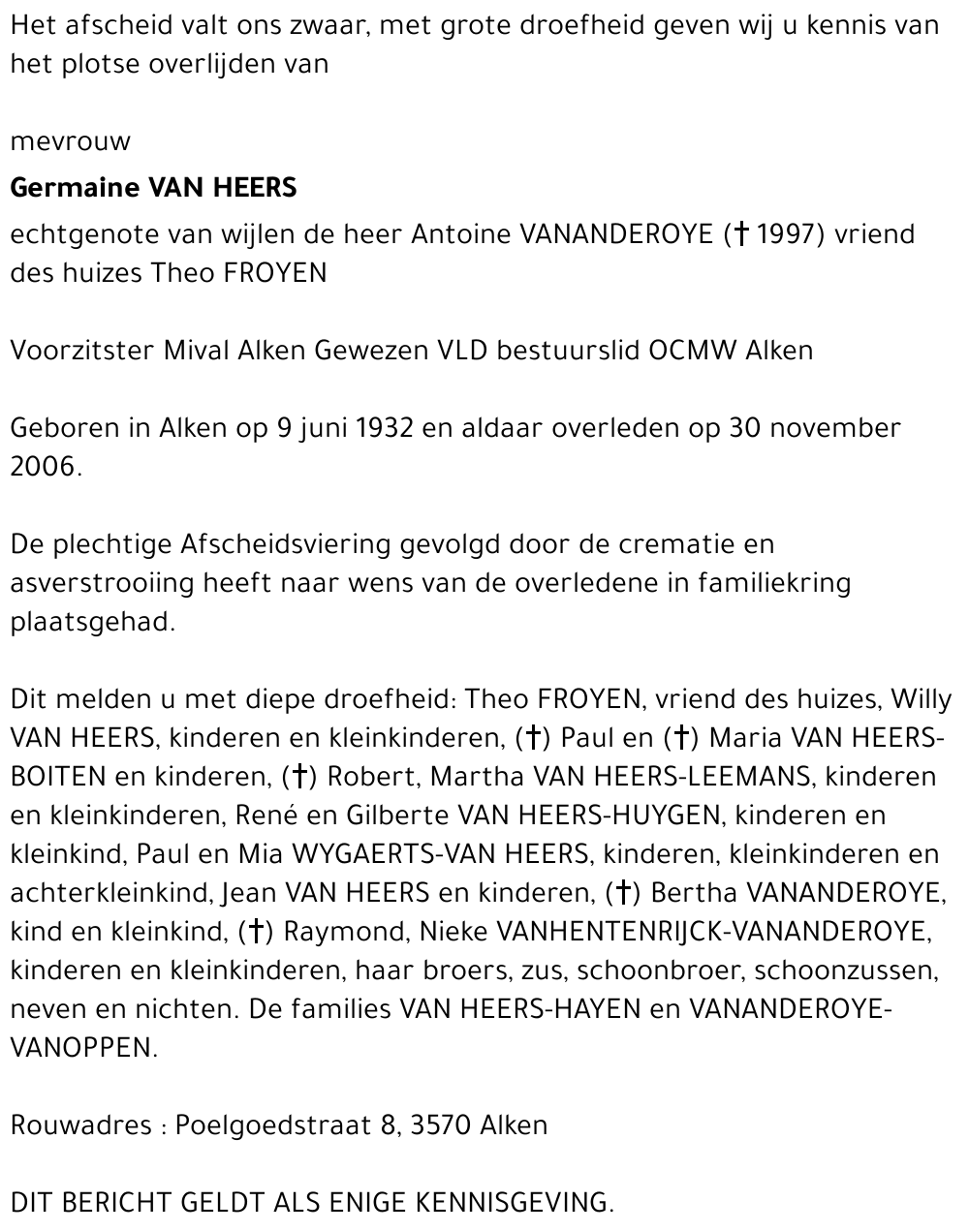 Germaine Van Heers
