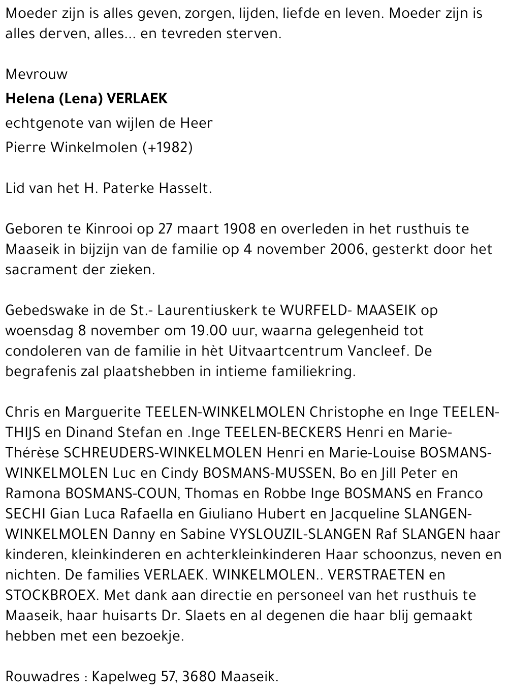 Helena (Lena) Verlaak