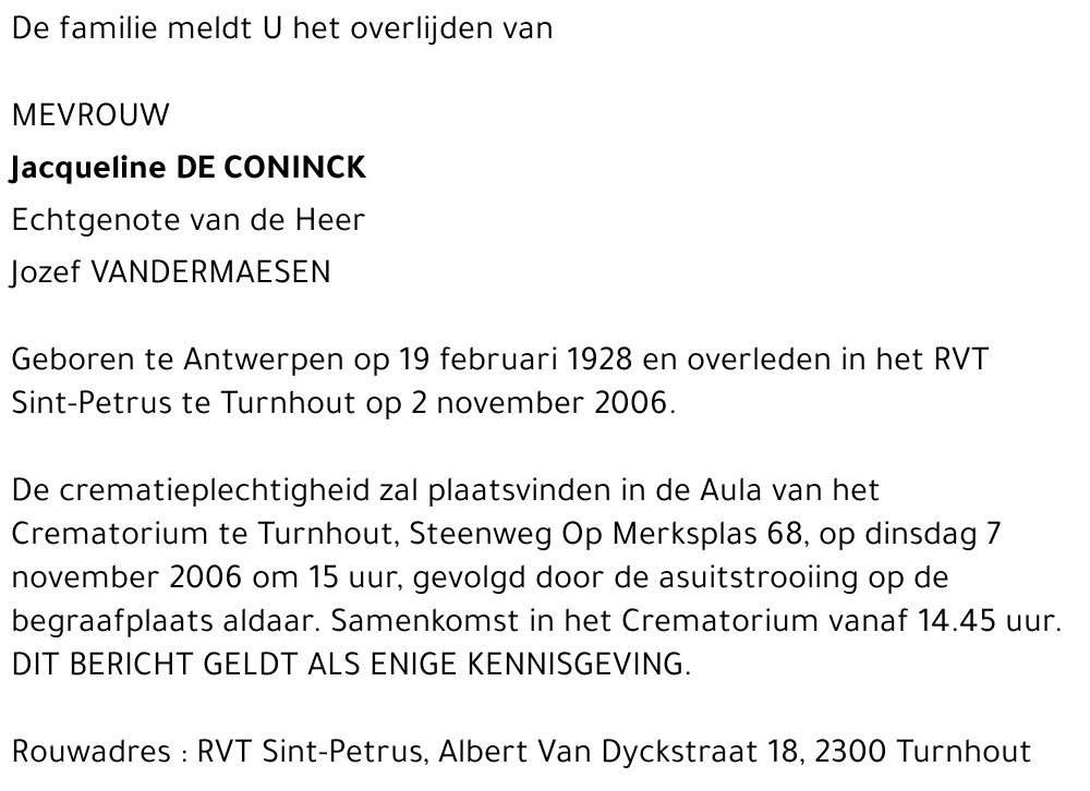 Jacqueline DE CONINCK