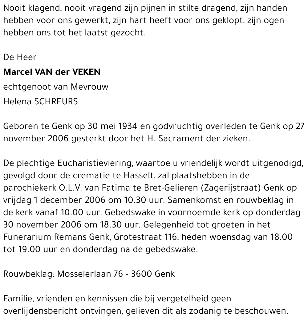 Marcel VAN der VEKEN