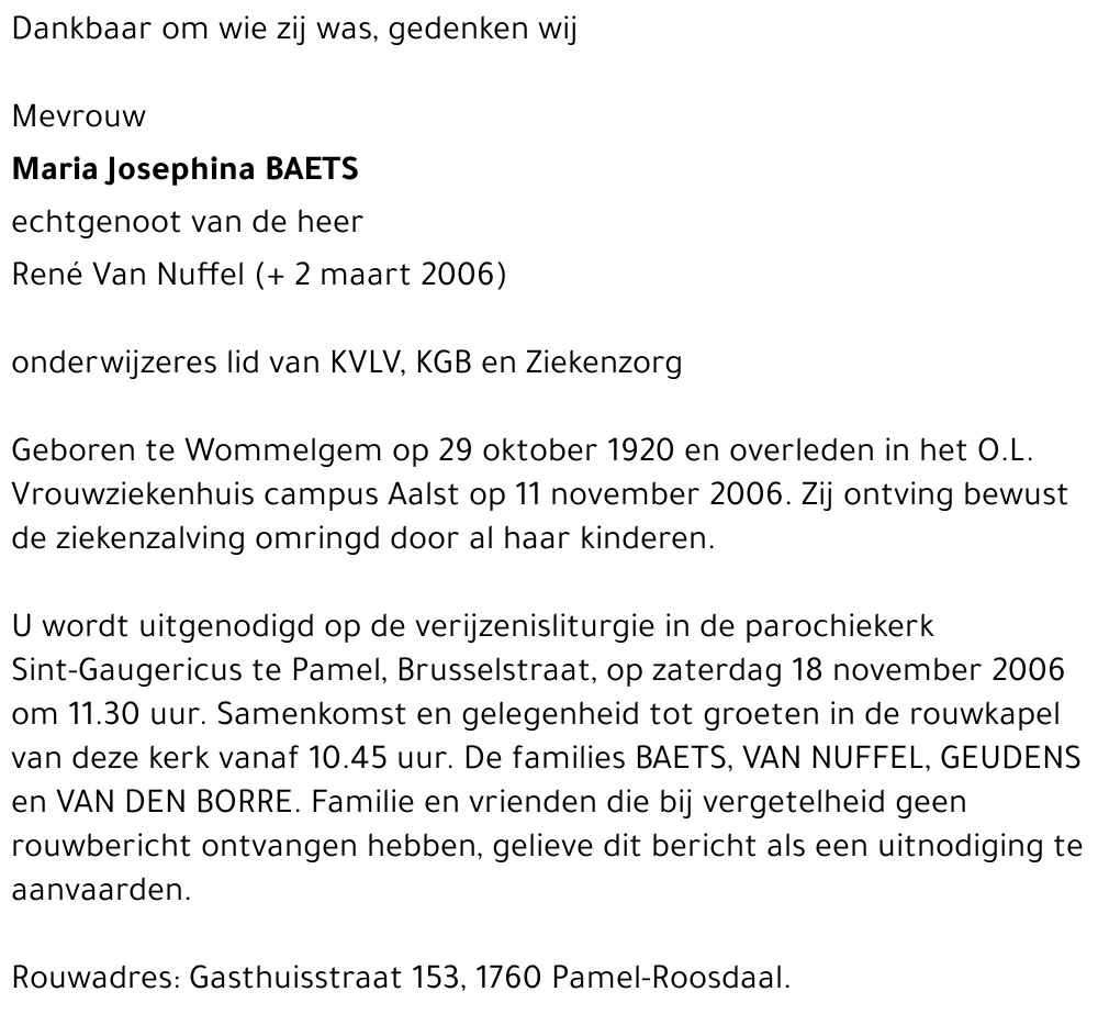 Maria Josephina Baets