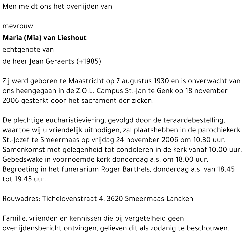 Maria (Mia) van Lieshout