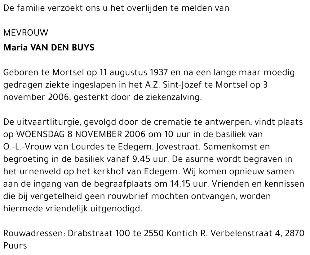 Maria VAN DEN BUYS
