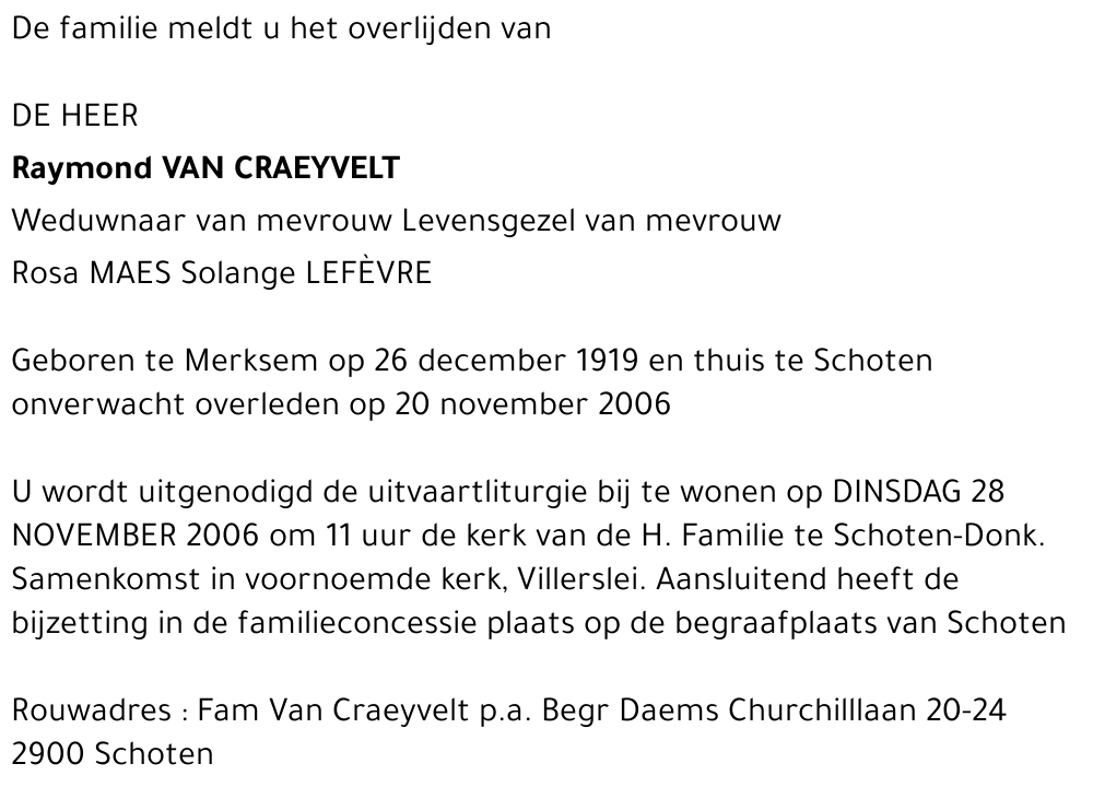 Raymond Van Craeyvelt