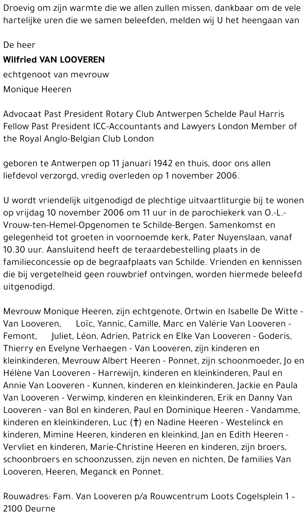 Wilfried VAN LOOVEREN