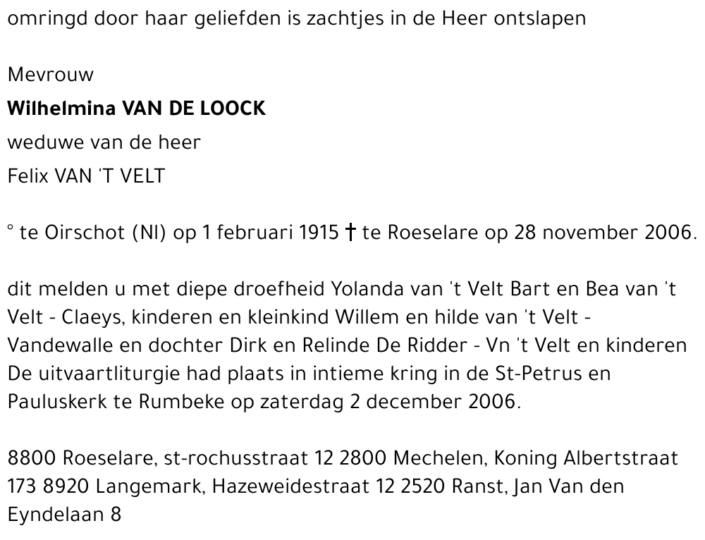 Wilhelmina Van de Loock