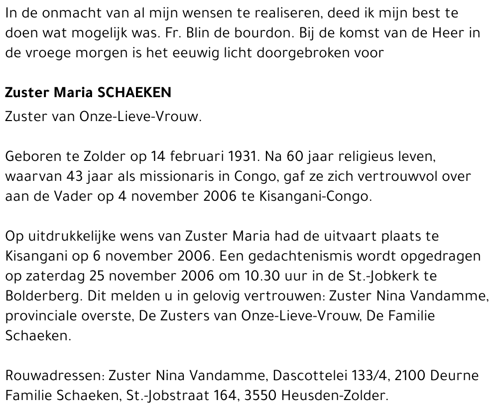 Zuster Maria Schaeken