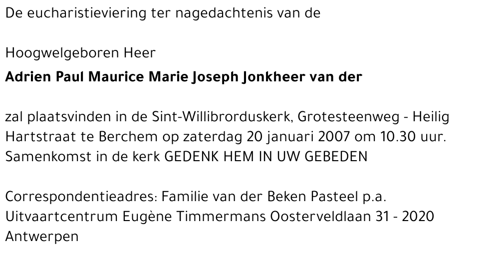 Adrien Paul Maurice Marie Joseph van der Beken Pasteel